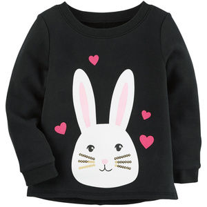 Carters Baby Girl 9 Months Bunny Pullover Black